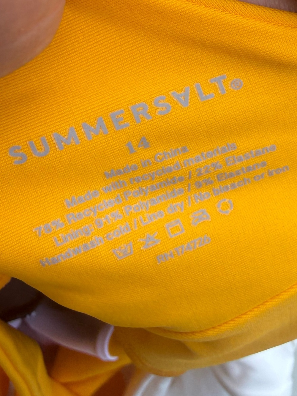 Colorblock One-Shoulder Swimsuit in White, Yellow & Navy - Picture 4 of 8